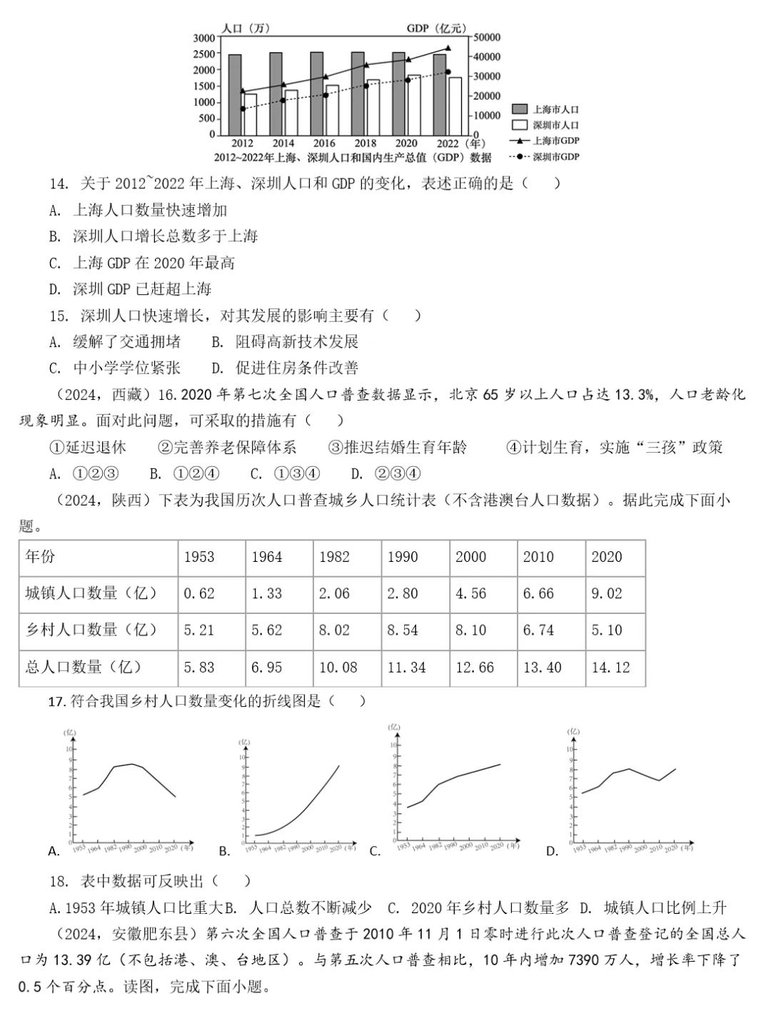 2026年中考地理复习专题十一:中国的疆域与人口 第61张