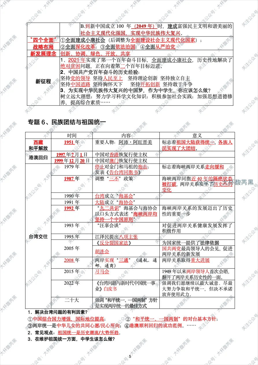 26中考复习|八下历史专题式提纲整理PDF 八大常考专题填空+答案! 第4张