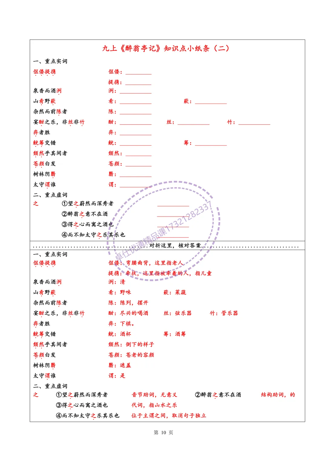 上海中考文言文知识点小纸条 第11张