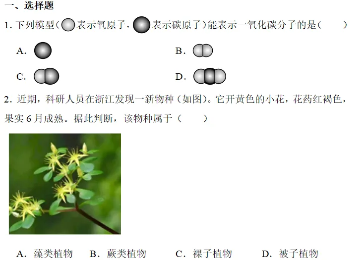 中考科学刷刷刷二(浙教版) 第1张