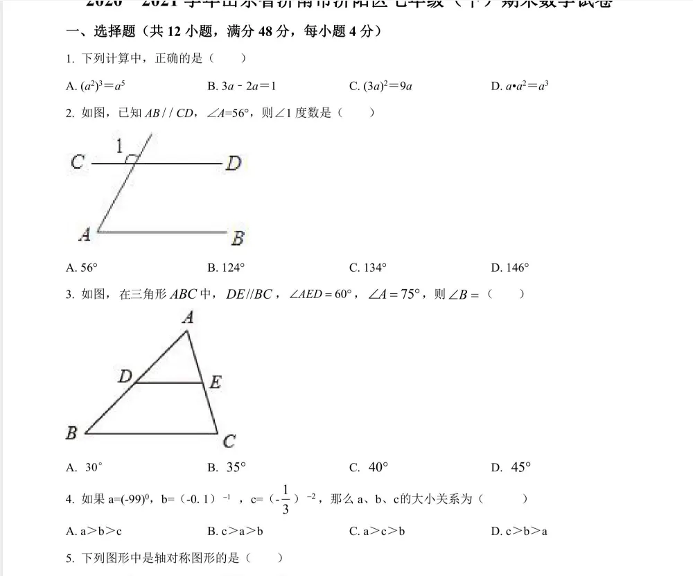 【初中期末真题卷】(各省)七、八、九年级上下册期末历年试卷+答案汇总最新版(pdf) 第6张