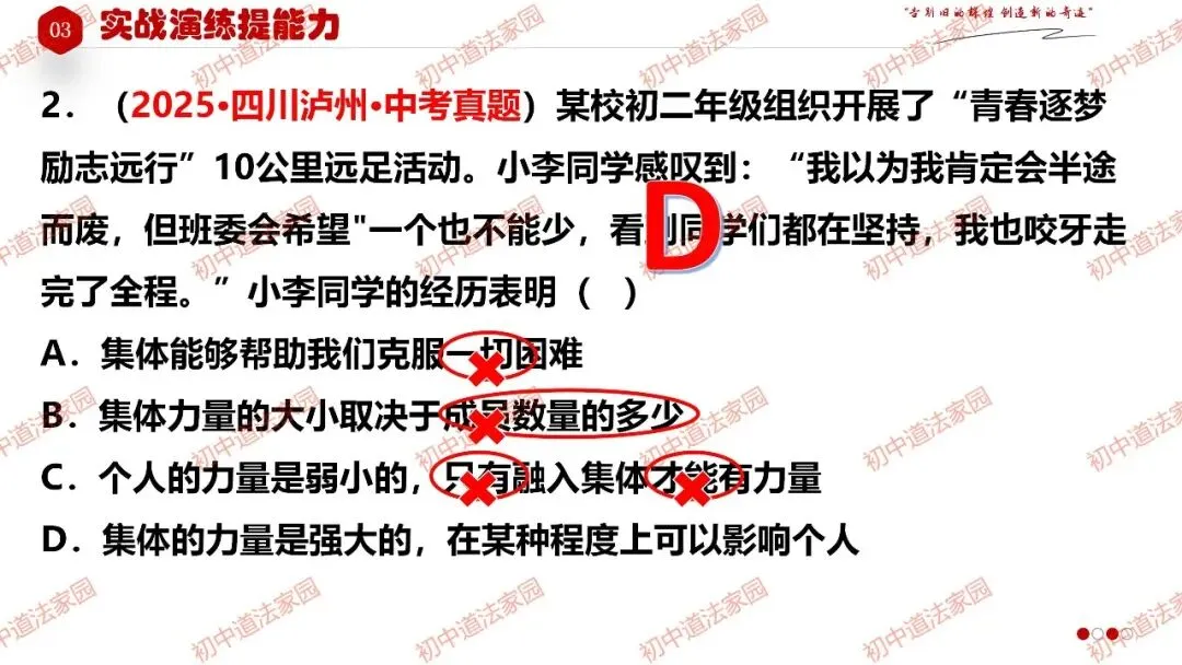 中考政治丨道德与法治一轮复习 专题7 在集体中成长 第21张