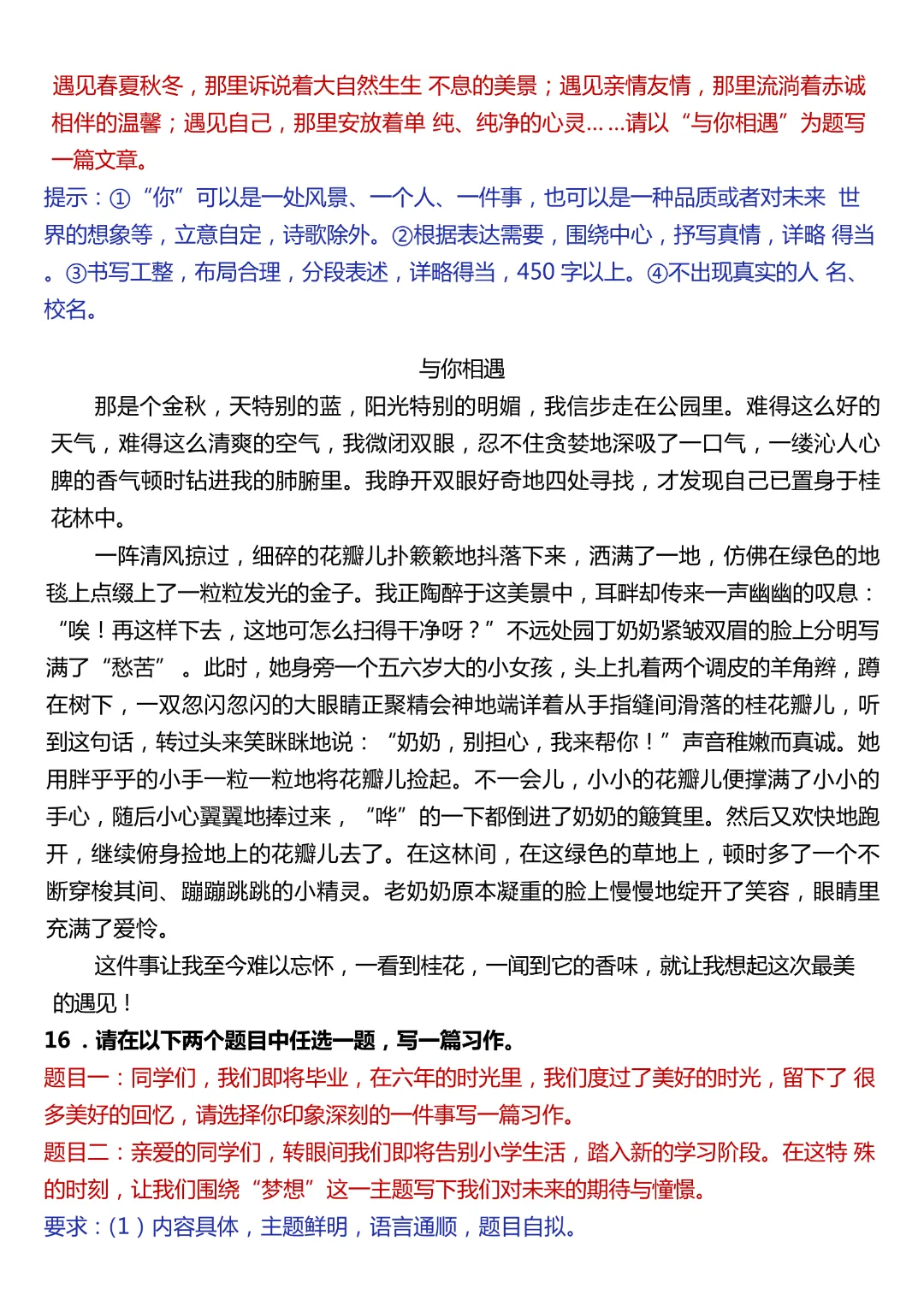 六年级下册语文【作文真题汇总母题50题+范文】难忘的小学生活+我明白了+难忘的人和事等| 完整高清电子版可打印 第11张