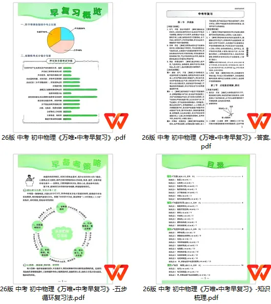 【学习资料】26版 中考 初中物理《万唯•中考早复习》 第1张