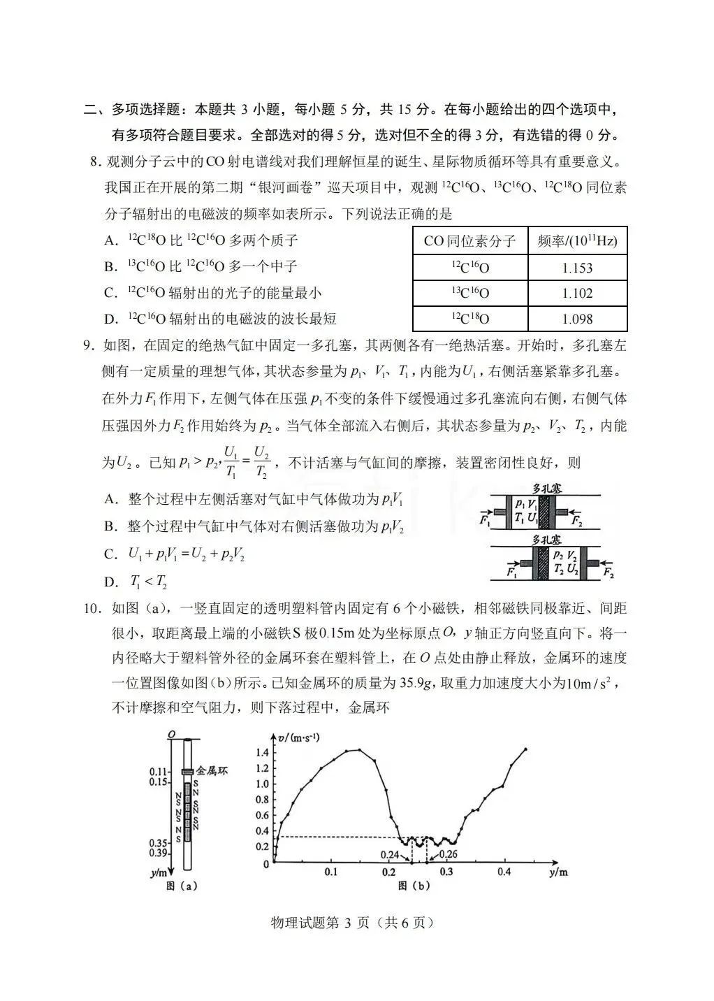 2025年高考物理真题 贵州卷 第3张
