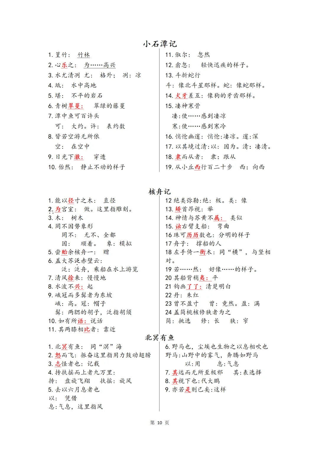 中考复习语文七八九年级文言文重点字词背诵清单 第10张