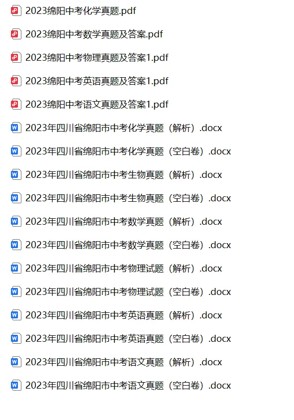 2023年四川省绵阳市中考试卷(9科)+答案(文末有word+pdf电子版免费下载) 第5张 2023年四川省绵阳市中考试卷(9科)+答案(文末有word+pdf电子版免费下载) 第5张