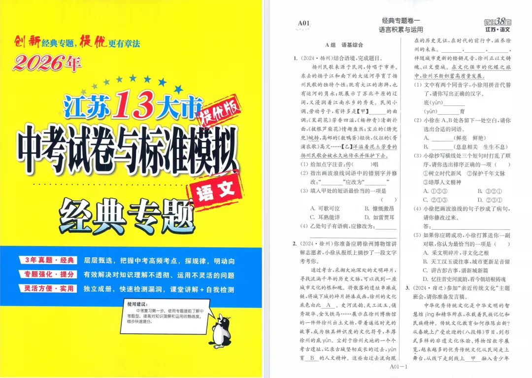 2026版《江苏13大市中考试卷与标准模拟优化38套》提优版语文 第5张