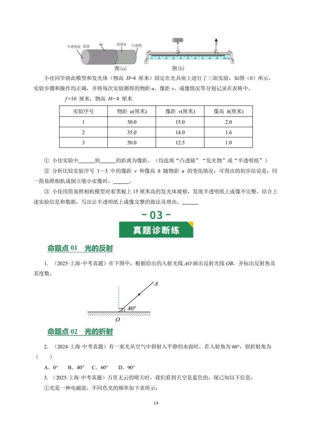 中考物理冲刺复习专题02光现象 第14张