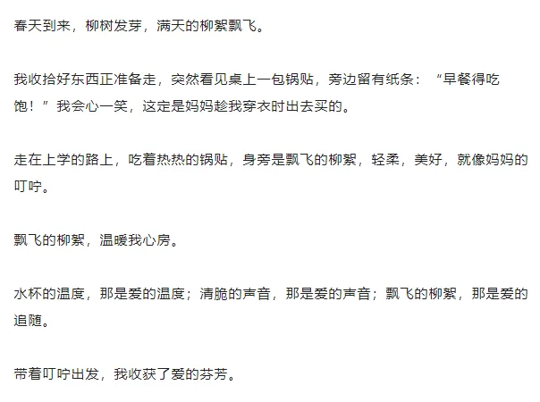 中考满分作文:《带着叮咛出发》 第3张