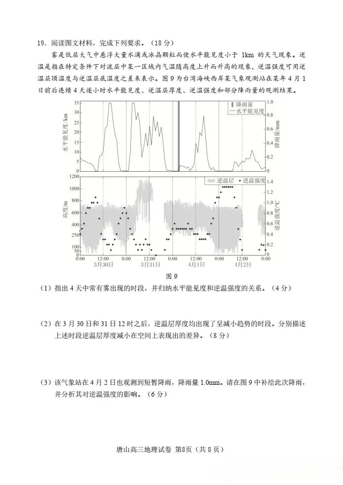 河北省唐山市2026届高三年级第一次模拟考试 第8张