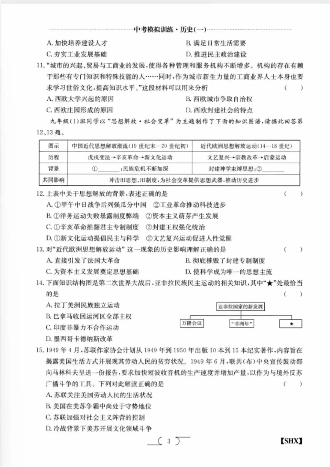 求知报·2026年中考模拟训练历史(一) 第3张