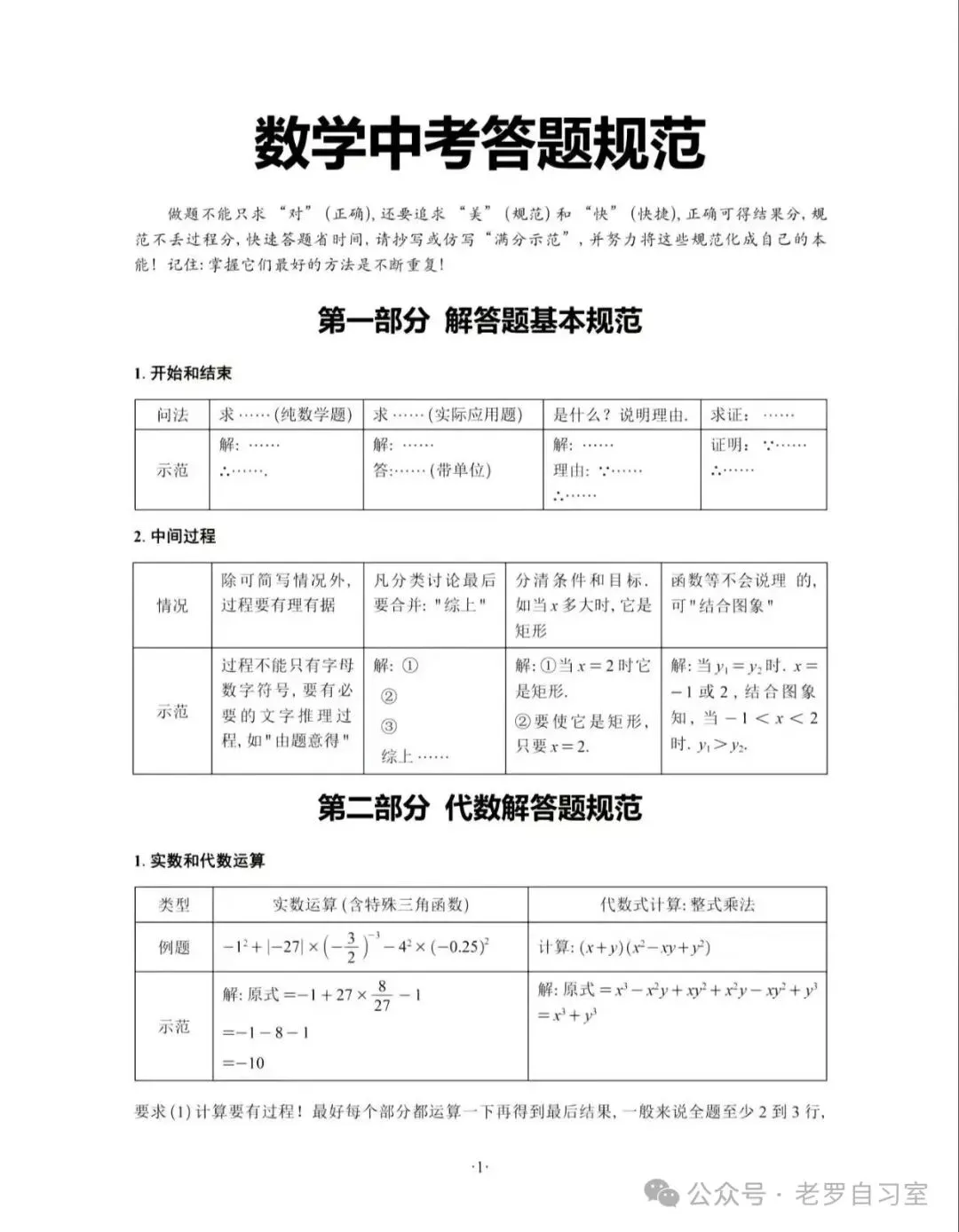 中考数学答题规范,请查收 第1张