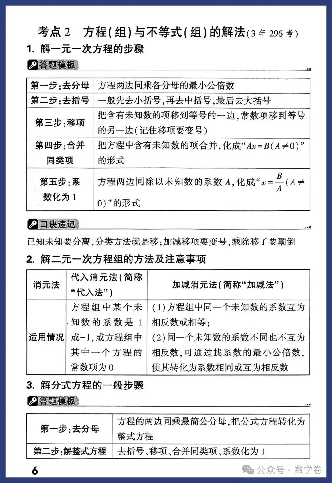 2026年中考数学考点及答题模板 第6张