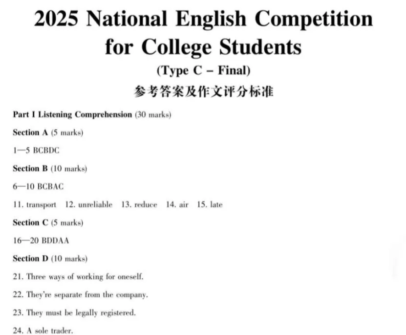 大英赛ABCD类真题 完整版参考答案与听力原文 第3张