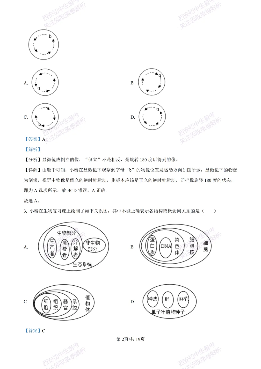 生物复习真题!西安2025中考模拟【高新一中】八年级四模考试,生物试题,试卷+完整版答案,免费下载! 第17张