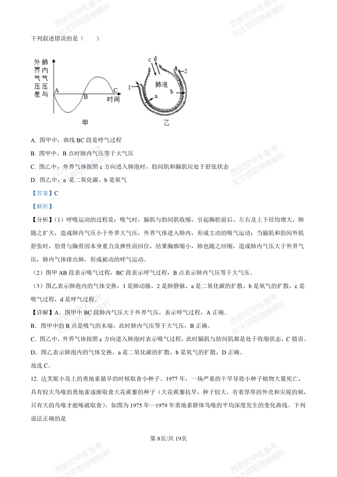 生物复习真题!西安2025中考模拟【高新一中】八年级四模考试,生物试题,试卷+完整版答案,免费下载! 第23张