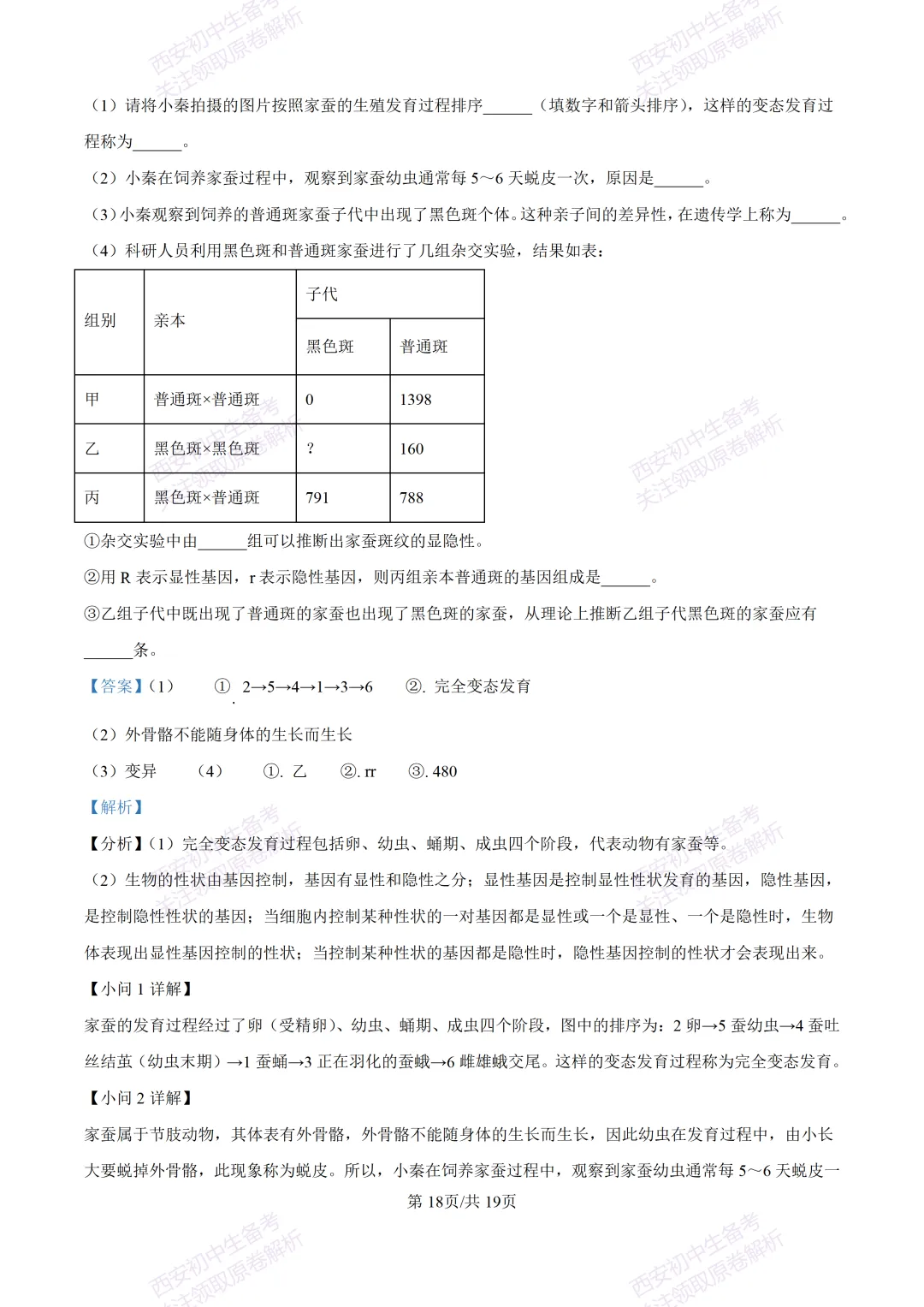 生物复习真题!西安2025中考模拟【高新一中】八年级四模考试,生物试题,试卷+完整版答案,免费下载! 第33张