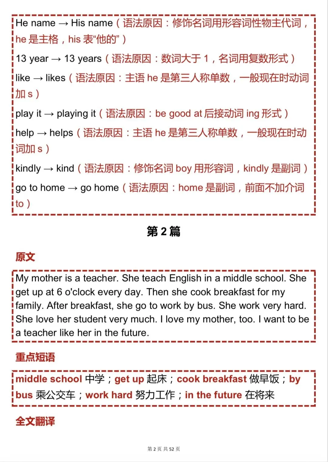 中考必备【初中英语短文改错50篇】,可打印 快收藏 第2张