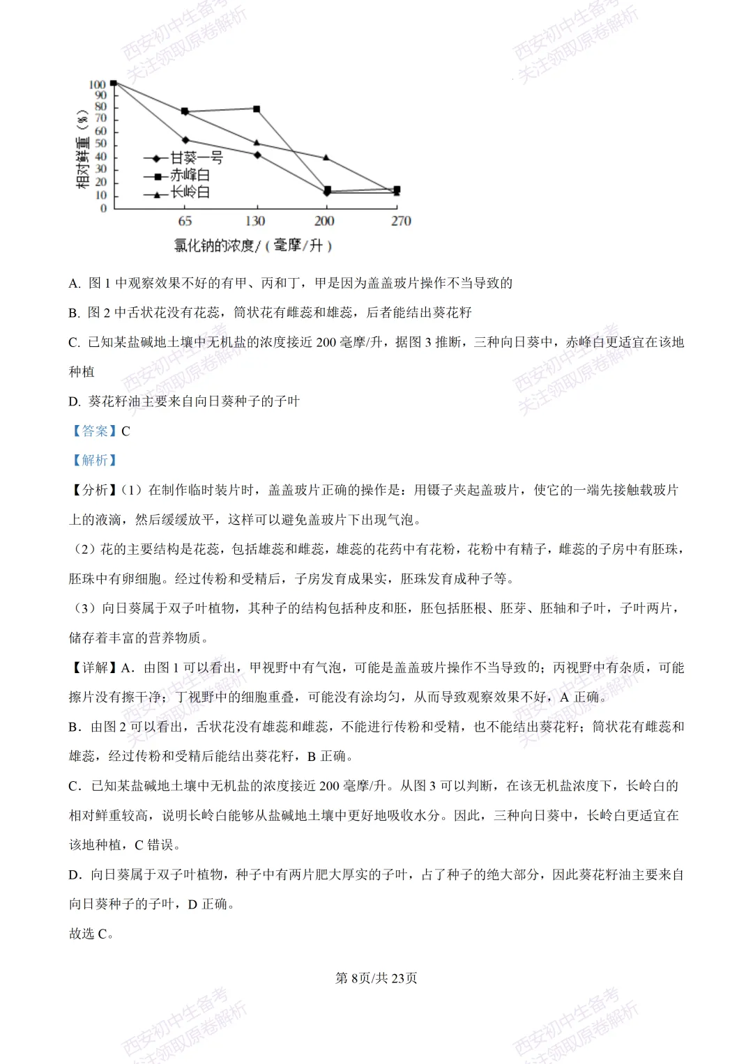 生物复习真题!西安2025中考模拟【高新一中】八年级五模考试,生物试题,试卷+完整版答案,免费下载! 第26张