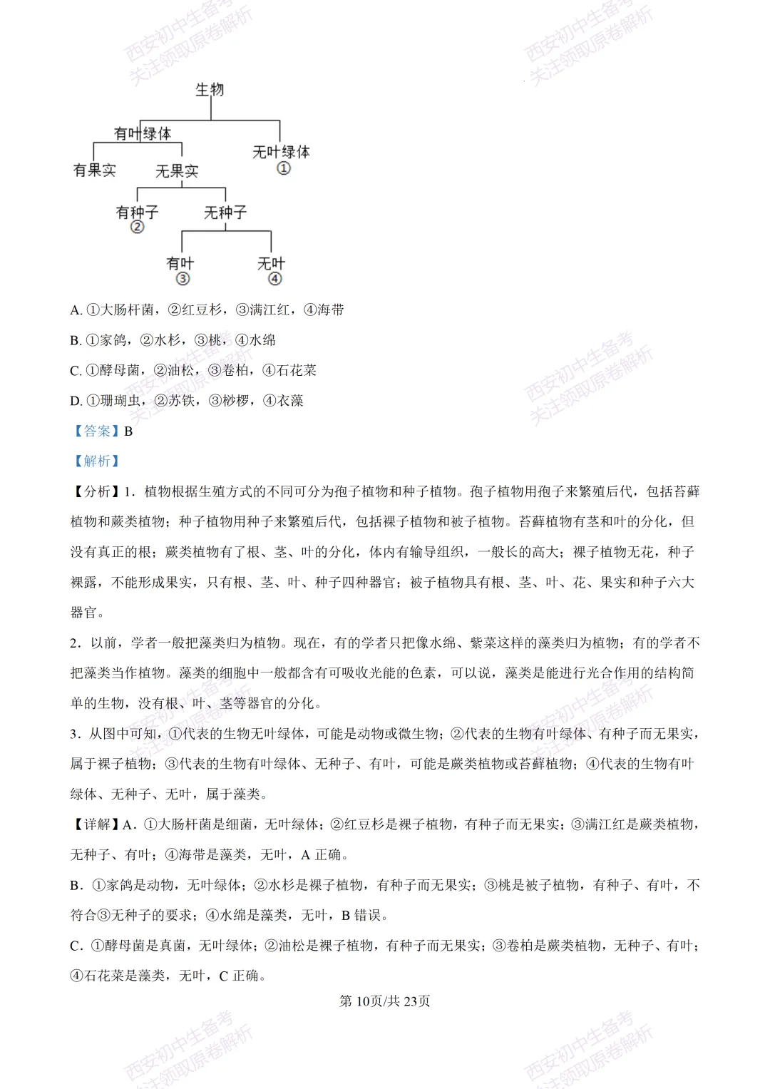生物复习真题!西安2025中考模拟【高新一中】八年级五模考试,生物试题,试卷+完整版答案,免费下载! 第28张
