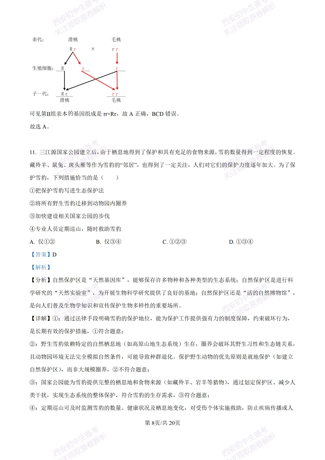 生物复习真题!西安2025中考模拟【莲湖区】八年级三模考试,生物试题,试卷+完整版答案,免费下载! 第24张