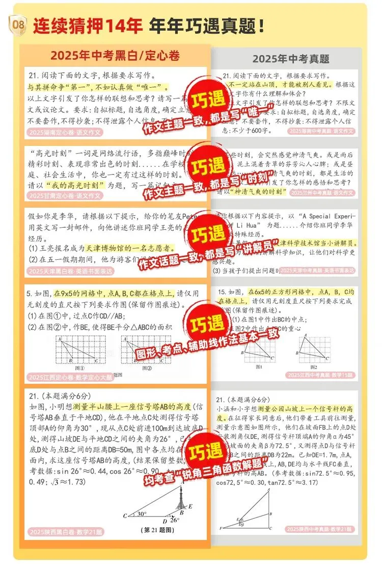 万唯黑白卷定心卷2026中考考前冲刺模拟预测练习语数英物化道历 第15张