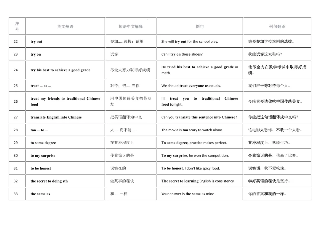 2026年中考英语重点短语复习背诵计划表(12天) 第3张