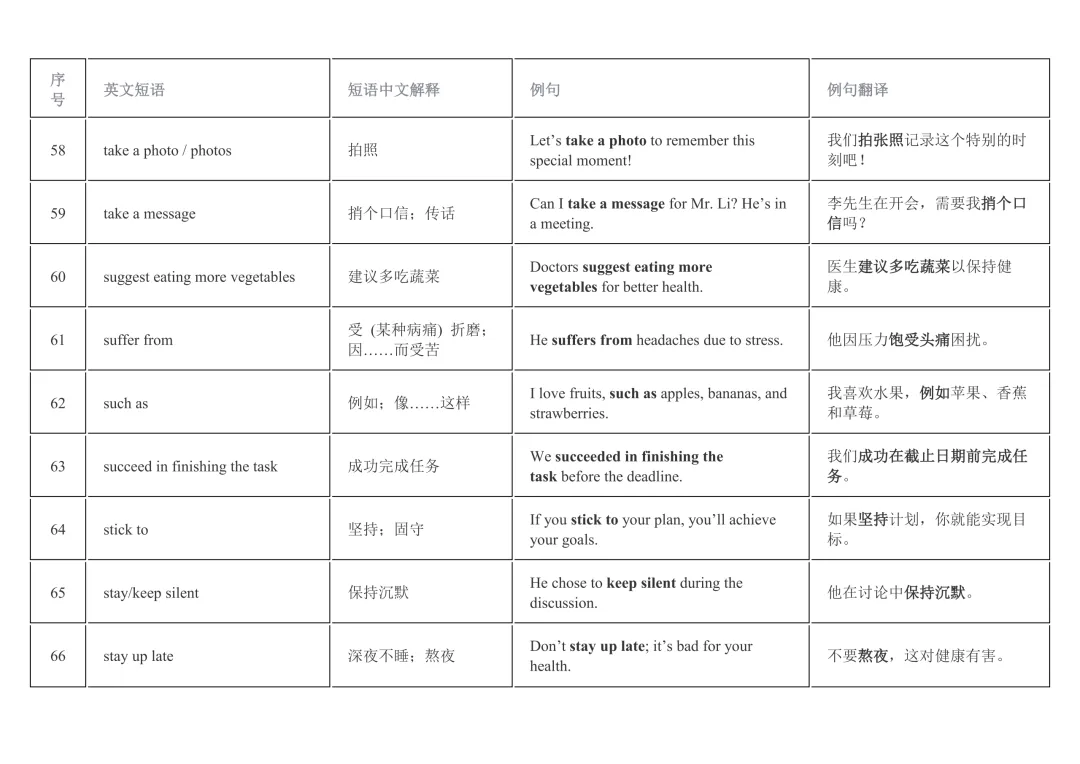 2026年中考英语重点短语复习背诵计划表(12天) 第7张