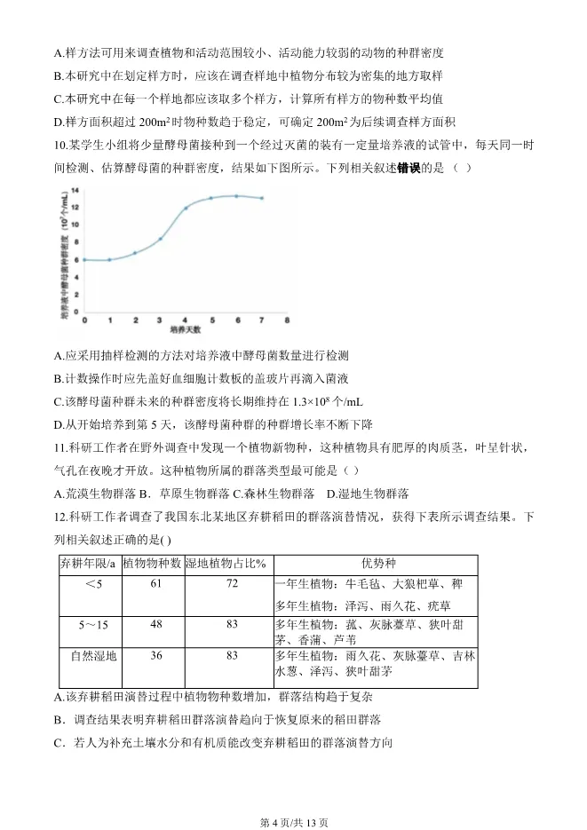 2024北京朝阳高二上册期末生物试卷(有答案)【可下载】 第4张