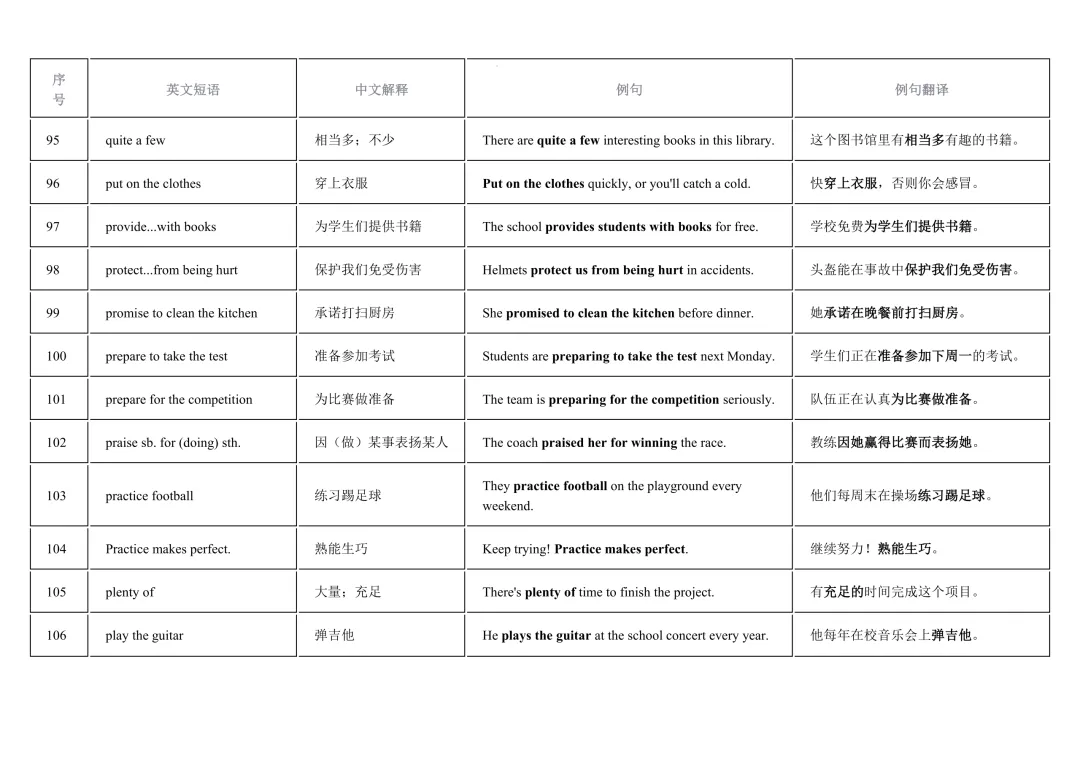 2026年中考英语重点短语复习背诵计划表(12天) 第11张
