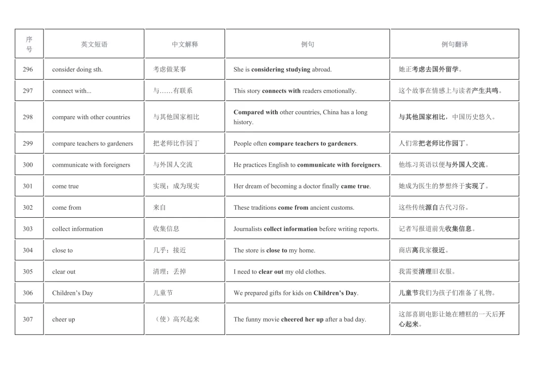 2026年中考英语重点短语复习背诵计划表(12天) 第33张