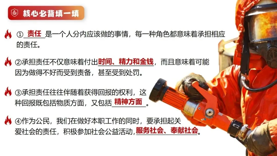 2026春| 中考道法复习八上第三单元《勇担社会责任》(致敬逆行英雄消防员) 第17张