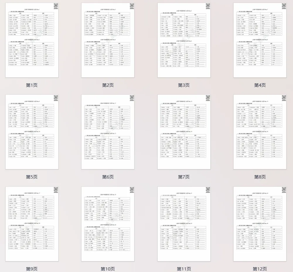 24天打卡通关|上海中考英语高频词汇天背诵+自测清单,基础分全拿 第3张