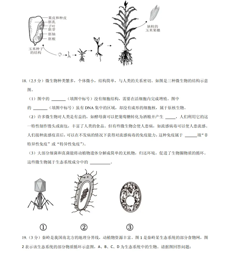 2026年3月丹东八年地、生期初试卷+答案 第17张