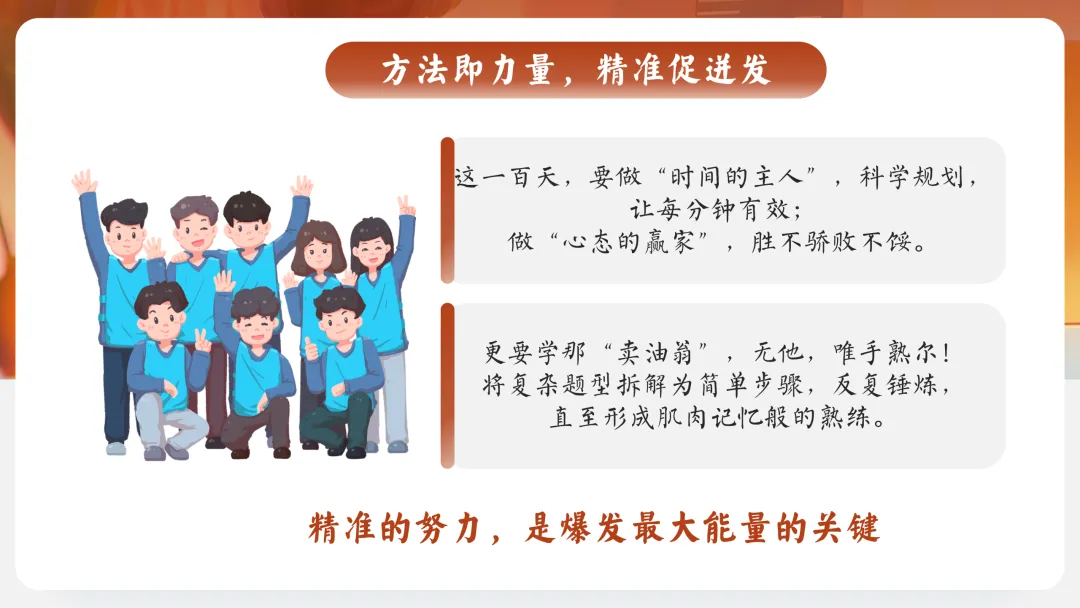 【初三九年级中考百日誓师主题班会ppt】:以春之名,共赴百日之约(内附课件资料) 第11张