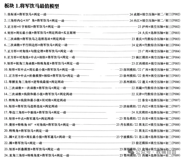 中考几何模型500道必刷真题!(可下载打印) 第1张 中考几何模型500道必刷真题!(可下载打印) 第1张