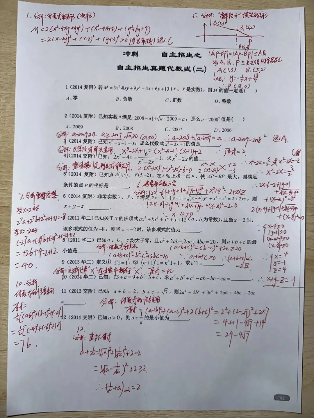 冲刺上海四校八大自招|代数式真题拆解(二):吃透这道核心母题,拿下自招代数半壁江山|(附全套+手写详解) 第8张