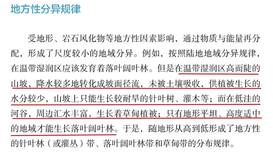 课本VS真题,地方性分异规律的内容这么学,会有新收获! 第5张