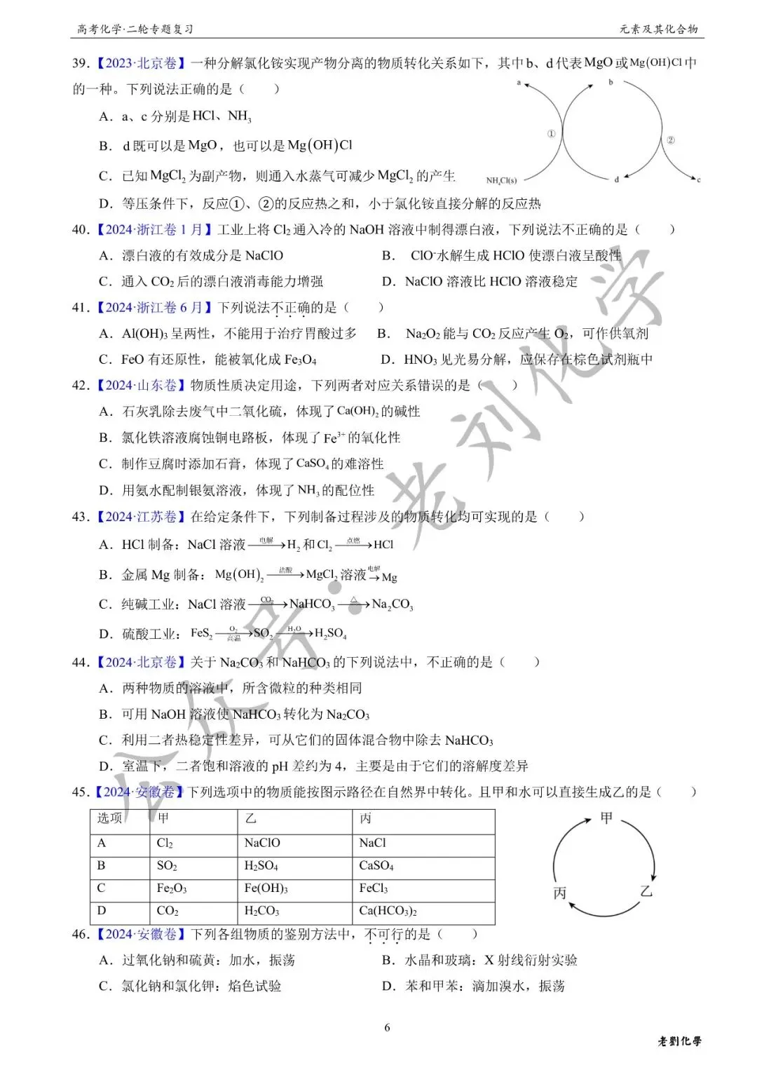 【真题集训】2026年高考化学二轮专题(2021-2025)——专题13 元素及其化合物(55题) 第6张