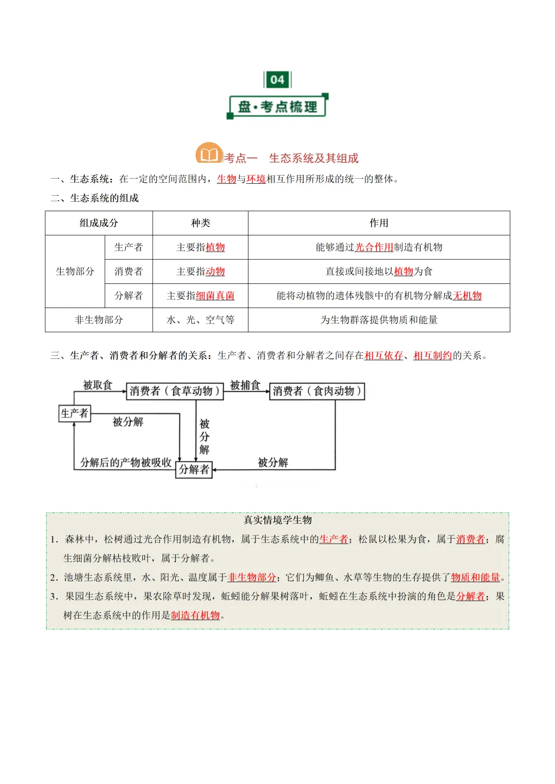 2026中考一轮复习知识点梳理-生物(全国通用) 第6张