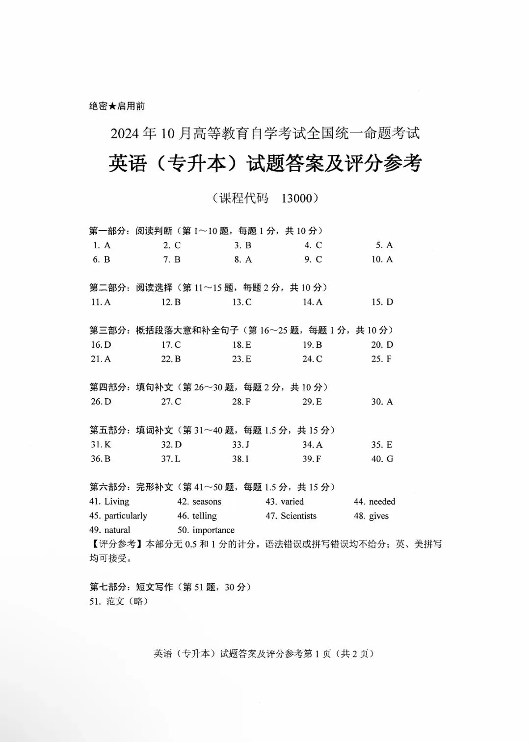 2410考期|自考英语二(专升本)真题及答案分享 第9张