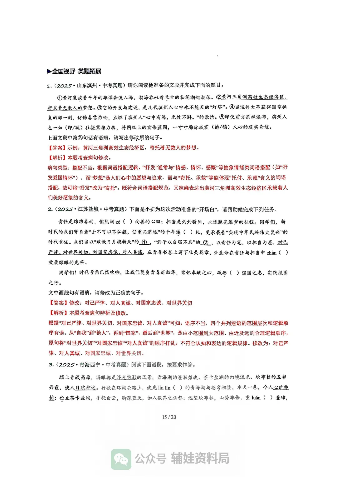 【中考语文】2026年福建中考语文复习讲练:病句辨析修改一轮复习讲练测(福建专用) 第15张