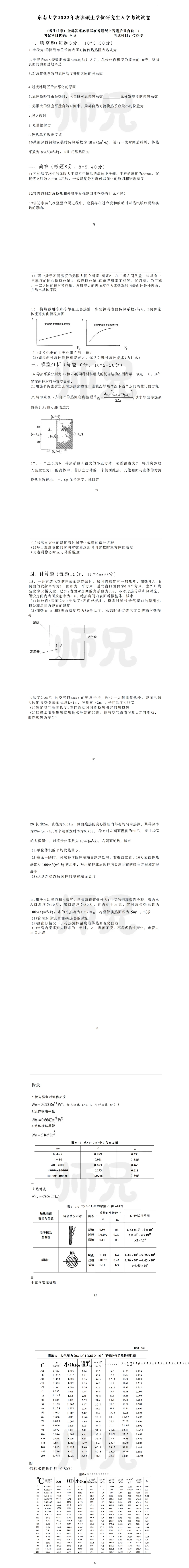 超高清!历年真题-热工基础!23年东南大学-818-传热学,速速保存收藏!关注师兄! 第4张
