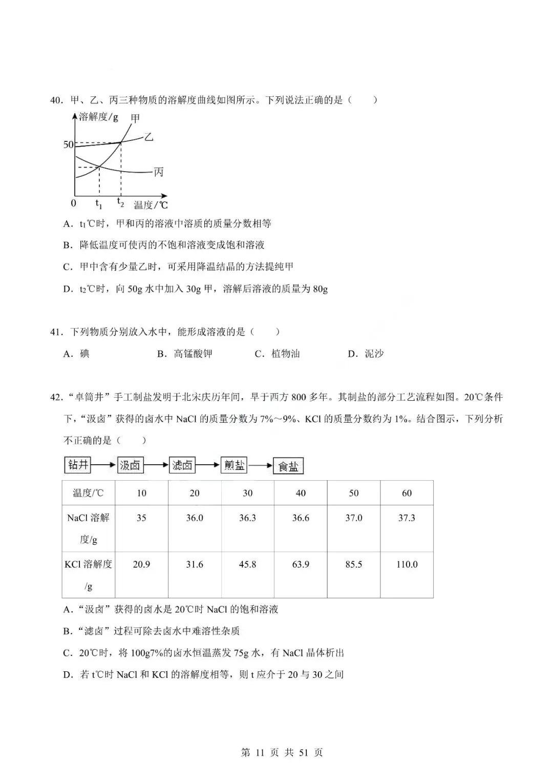 中考化学专题-选择题 第14张