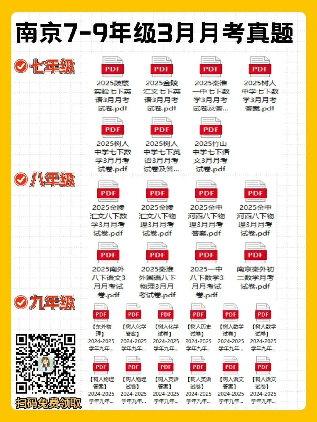 【资料领取】往年初中7-9年级3月月考真题 第1张