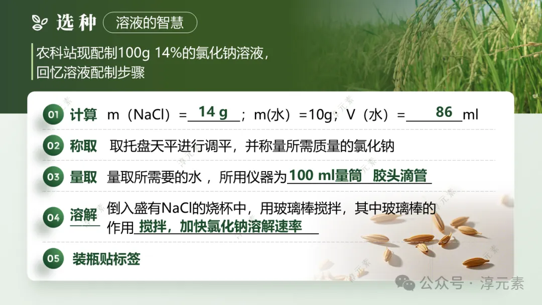 中考复习专题:稻香里的强国梦(溶液大单元复习) 第9张