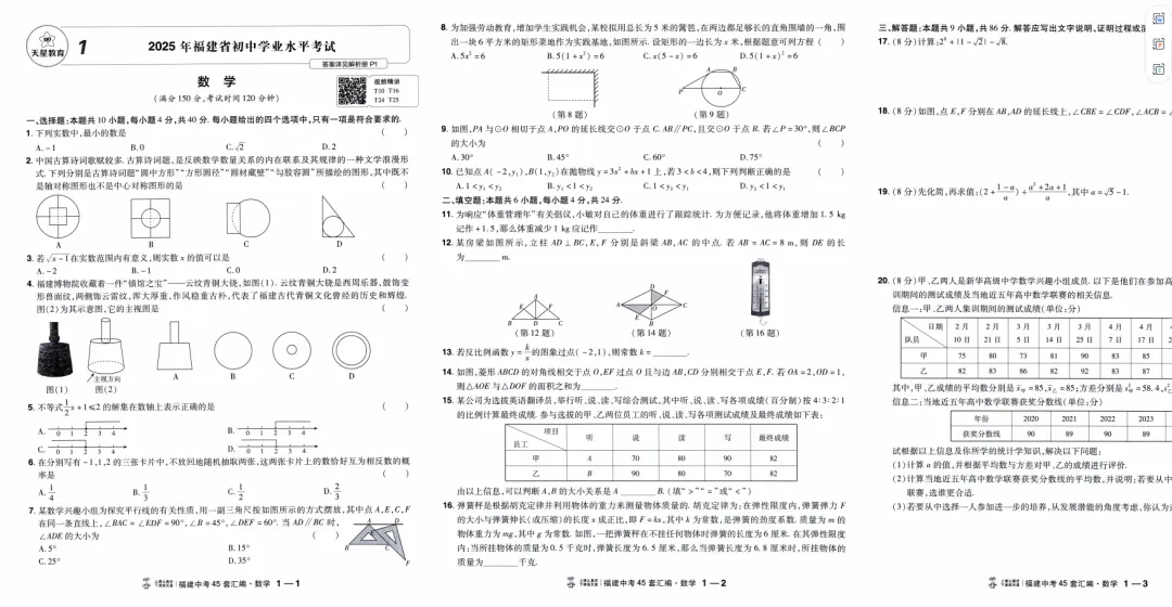 2026版物理数学化学《金考卷中考45套汇编》(福建版) 第6张