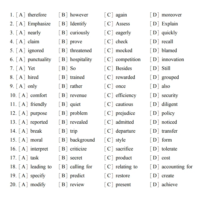 考研英语二2021年完形填空真题及词汇 第2张