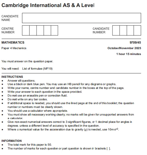 2025年10月ALevel大考真题解析:ALevel数学/ALevel高数/ALevel物理/ALevel化学 第3张